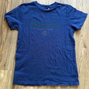 Moussy Jeans Graphic T-Shirt Navy Blue Top Free Size Fits Many Cotton Grunge